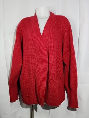 Old Navy SoSoft Red Waffle-Knit Oversized Cocoon Sweater - Large